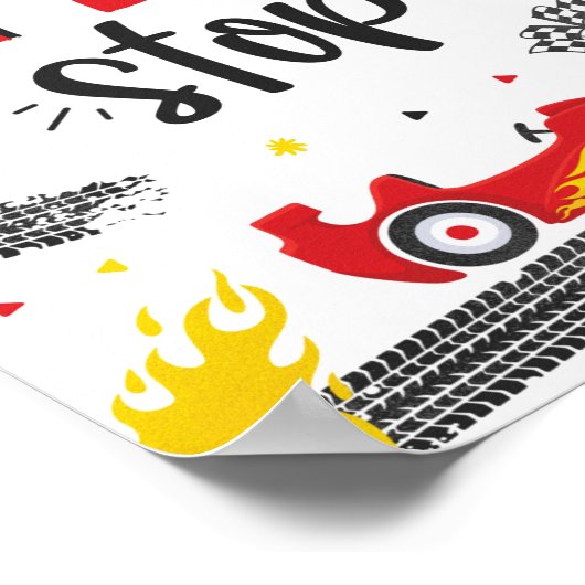 Race Car Birthday Party Two Fast Pit Stop Poster (Hoek)