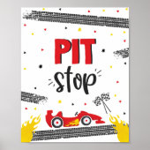 Race Car Birthday Party Two Fast Pit Stop Poster (Voorkant)