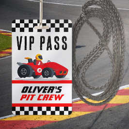 Race Car Birthday Party VIP Pit Crepass Badge