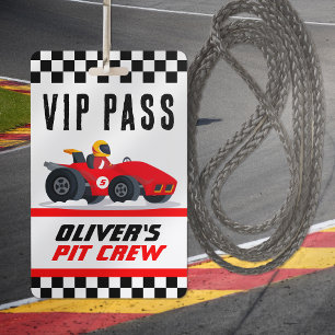 Race Car Birthday Party VIP Pit Crepass Badge