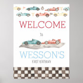 Race Car Birthday Party Welcome Sign, Race Welcome Poster (Voorkant)