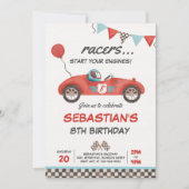 Race Car Birthday Red Racing Track Birthday Kaart (Voorkant)