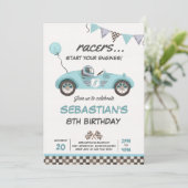 Race Car Birthday Red Racing Track Birthday Kaart (Staand voorkant)