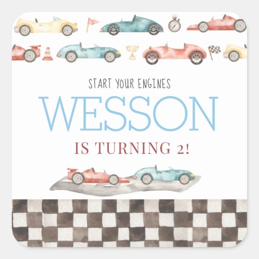 Race Car Birthday stickers (Voorkant)