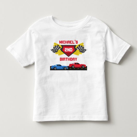 Race Car Birthday T-shirt Toddler Kind Child (Voorkant)
