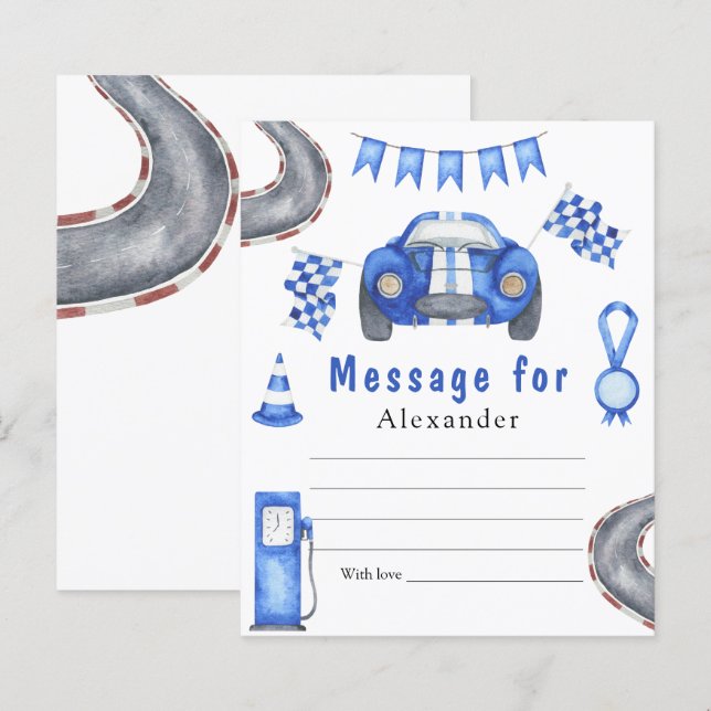 Race Car Birthday - Time Capsule Bericht (Voorkant / Achterkant)