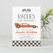 Race Car Birthday Uitnodiging (Staand voorkant)