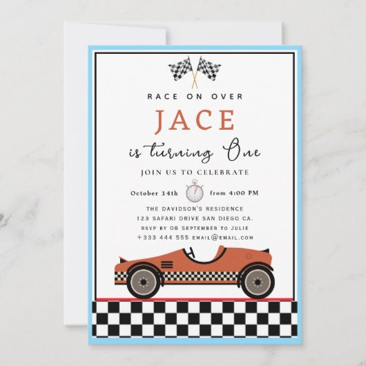 Race Car Birthday Uitnodiging (Voorkant)