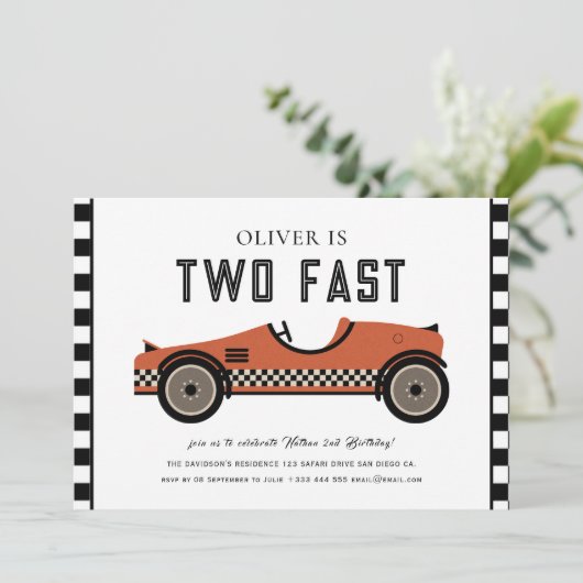 Race Car Birthday Uitnodiging (Staand voorkant)