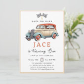 Race Car Birthday Uitnodiging (Staand voorkant)