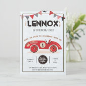 Race Car Birthday Uitnodiging (Staand voorkant)