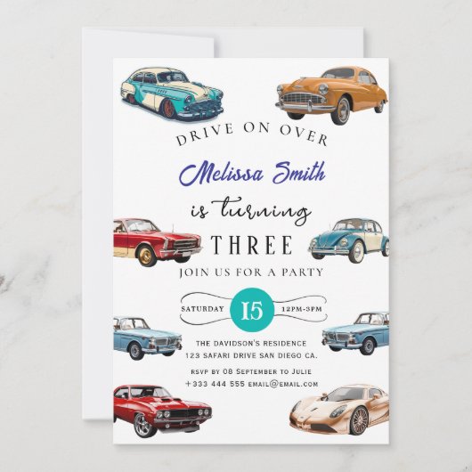 Race Car Birthday Uitnodiging (Voorkant)