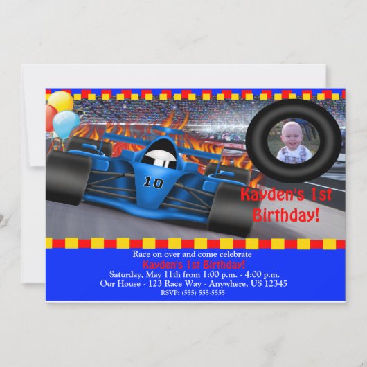 Race Car Birthday Uitnodiging (Voorkant)