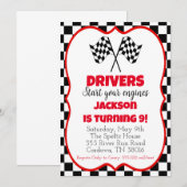 Race Car Birthday Uitnodiging (Voorkant / Achterkant)