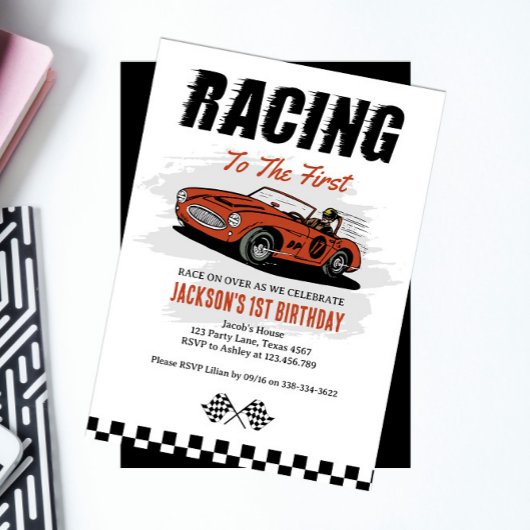 Race Car Birthday Uitnodiging