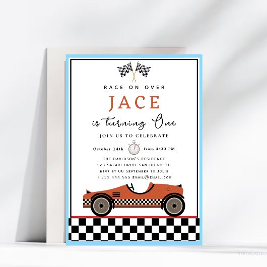 Race Car Birthday Uitnodiging