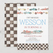 Race Car Birthday Uitnodiging (Voorkant / Achterkant)