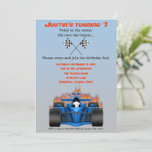 Race Car Birthday Uitnodiging (Staand voorkant)