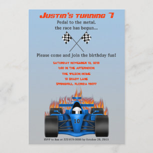 Race Car Birthday Uitnodiging