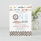 Race Car Birthday Uitnodiging (Staand voorkant)