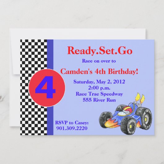 Race Car Birthday Uitnodiging (Voorkant)
