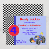 Race Car Birthday Uitnodiging (Voorkant / Achterkant)