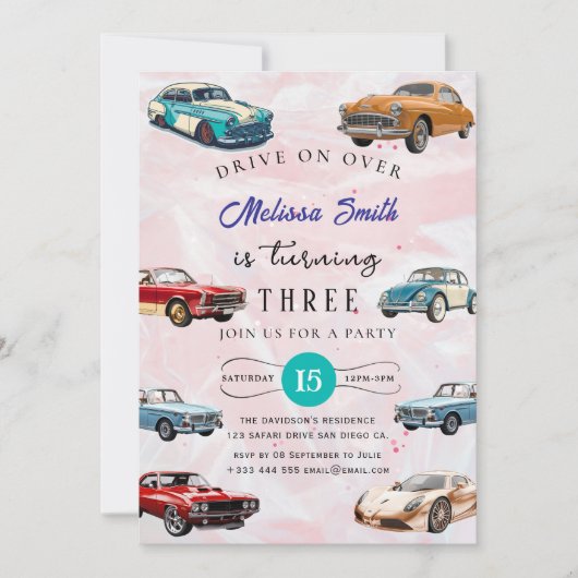 Race Car Birthday Uitnodiging (Voorkant)