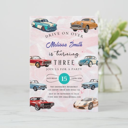 Race Car Birthday Uitnodiging (Staand voorkant)