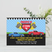 Race Car Birthday Uitnodiging 5x7 Kaartuitvindinge (Staand voorkant)