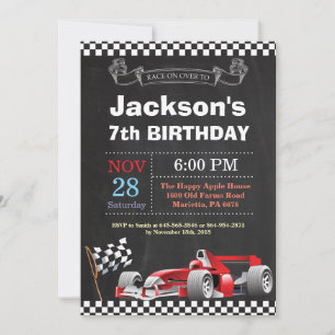 Race Car Birthday Uitnodiging. Boy Birthday Party Kaart