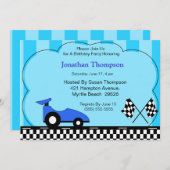 Race Car Birthday-uitnodigingen Kaart (Voorkant / Achterkant)