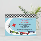 Race Car Birthday-uitnodigingen Kaart (Staand voorkant)