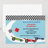 Race Car Birthday-uitnodigingen Kaart (Voorkant / Achterkant)