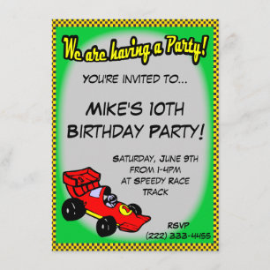 Race Car Birthday-uitnodigingen Kaart