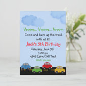 Race Car Birthday-uitnodigingen Kaart (Staand voorkant)