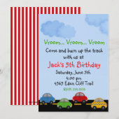 Race Car Birthday-uitnodigingen Kaart (Voorkant / Achterkant)