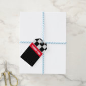 Race Car Black en Red First Birthday Bedankt Gi Cadeaulabel (Met Touw)
