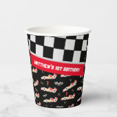 Race Car Black en Red First Birthday Custom Papieren Bekers (Voorkant)