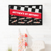 Race Car Black en Red First Birthday Custom Spandoek (Insitu)