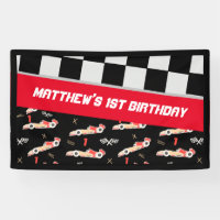 Race Car Black en Red First Birthday Custom