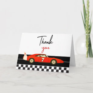 Race Car Boy Baby Shower Little Racer Feestje Bedankkaart