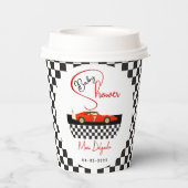 Race Car Boy Baby Shower | Little Racer Party Papieren Bekers (Achterkant)