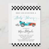 Race Car Boy Baby shower Uitnodiging (Voorkant)