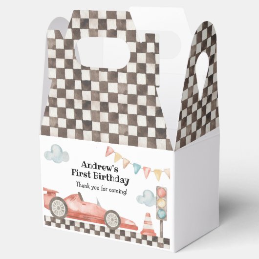 Race Car Boy Birthday Party Bedankdoosjes (Geopend)