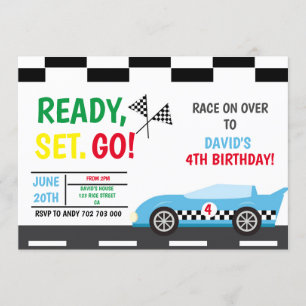 Race Car Boy Birthday Party Kaart