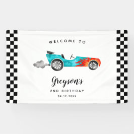 Race Car Boy Birthday Welkom Spandoek