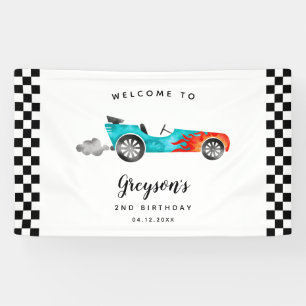 Race Car Boy Birthday Welkom Spandoek