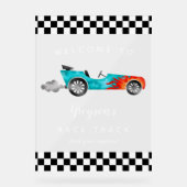 Race Car Boy Verjaardag Party Sign Acryl Bord (Voorkant)
