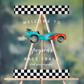 Race Car Boy Verjaardag Party Sign Acryl Bord (Neutraal)