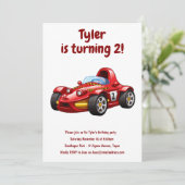 Race Car Boys Kinder 2e Verjaardagsfeest Kaart (Staand voorkant)
